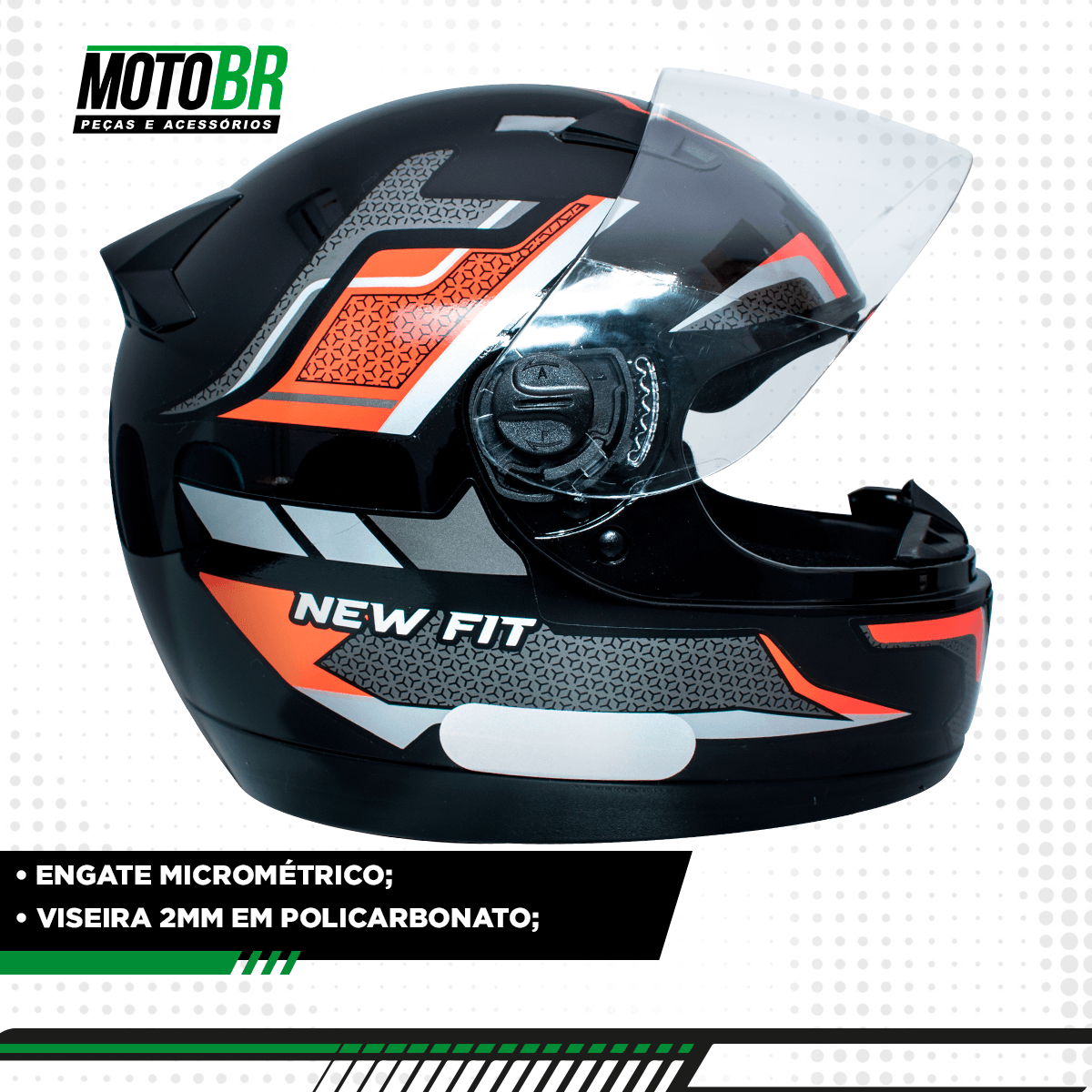 Capacete EBF New Fit Shift Preto Vermelho - MotoBR