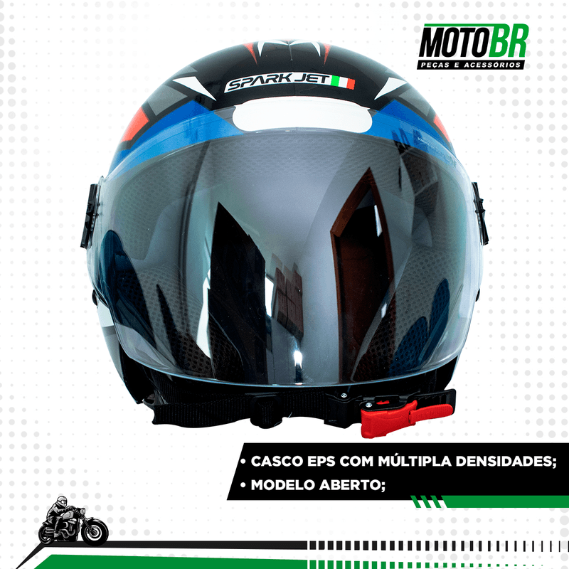 Capacete Ebf Spark Jet 30 Preto Branco