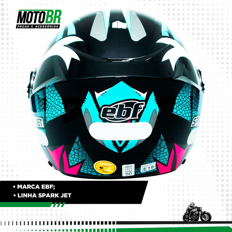 Capacete Aberto Ebf Spark Jet Dragon Preto Fosco Tifany Cor Preto  Fosco/Tifany Tamanho do capacete 56