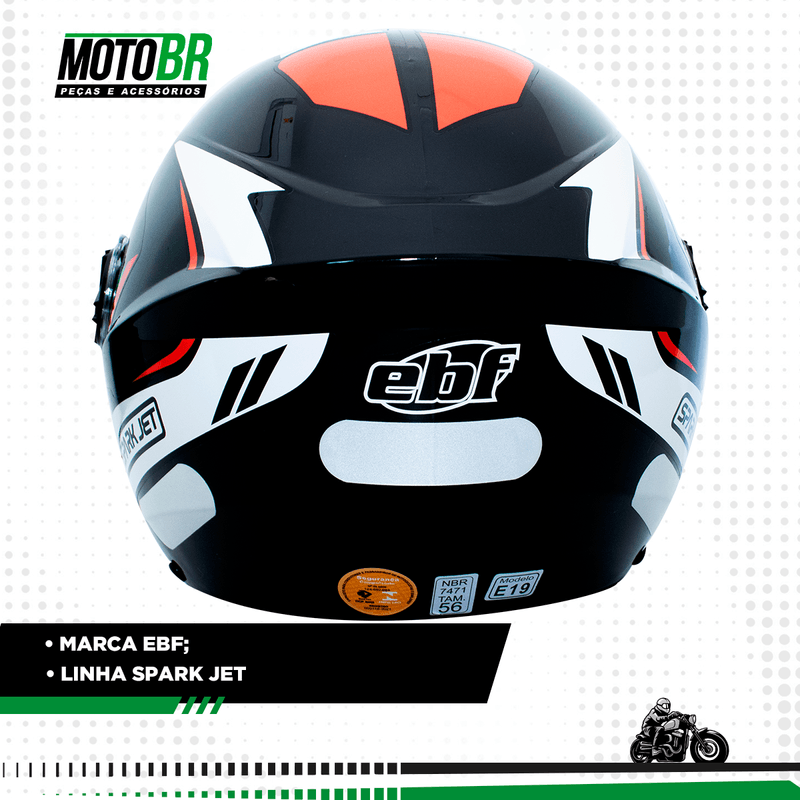 Capacete Ebf Spark Jet Sting Preto Branco