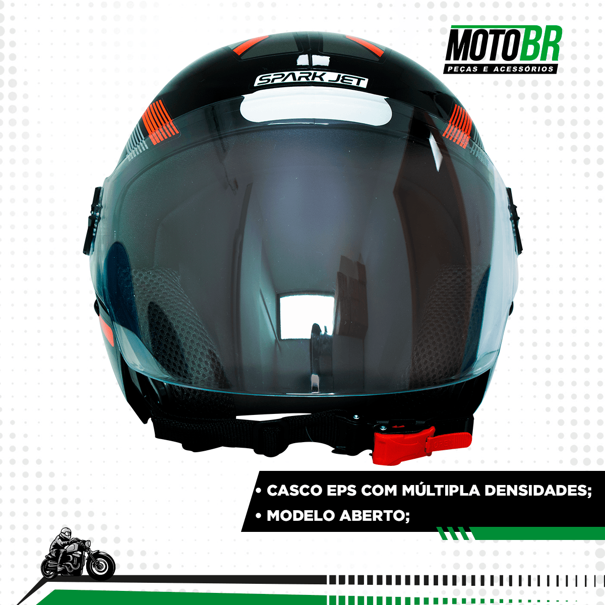 Capacete EBF Spark Jet Sting Preto Chumbo - MotoBR