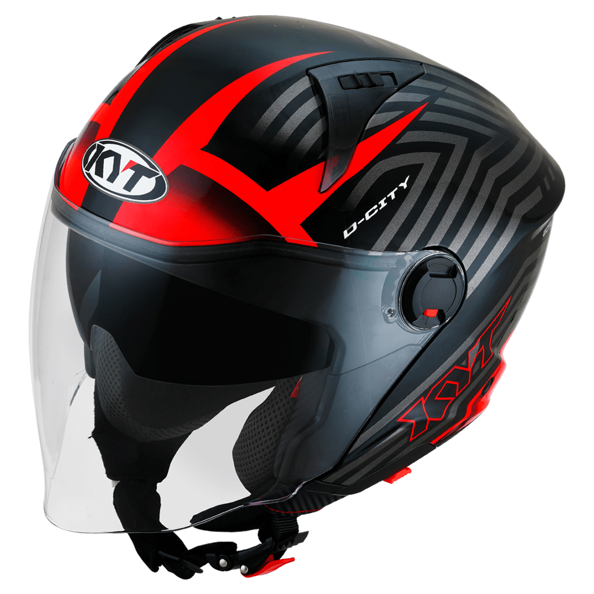 Capacete Original KYT D-City Lucent Preto Vermelho