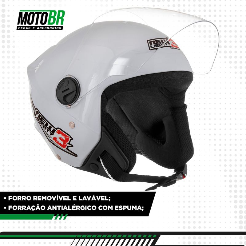  Capacete Moto New Liberty Three Branco 56 : Automotriz