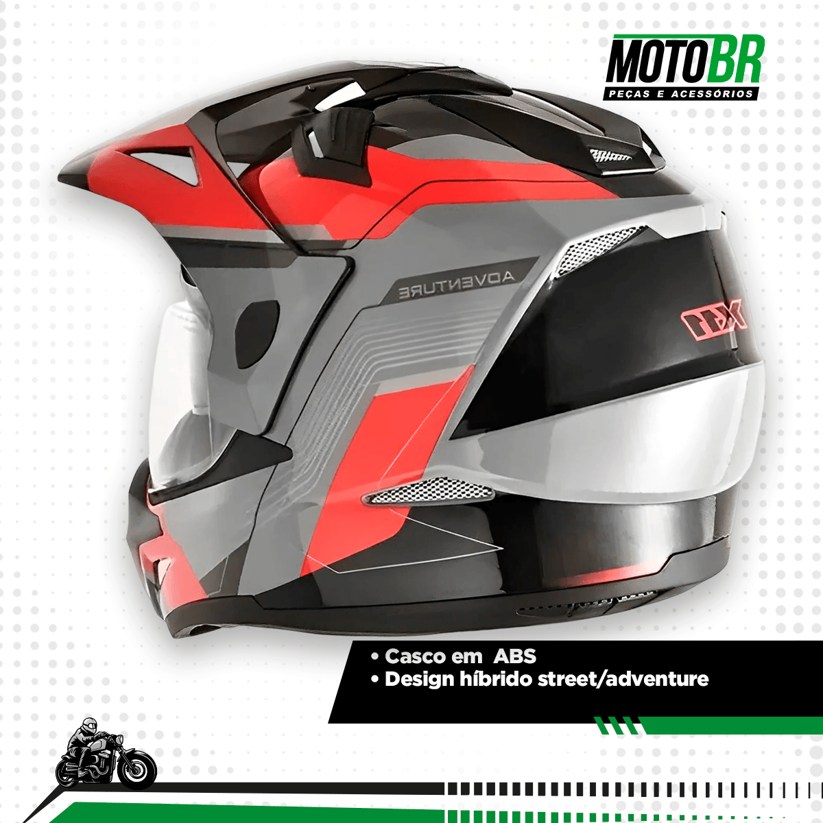 Capacete X11 Crossover Adventure Cinza Vermelho - MotoBR