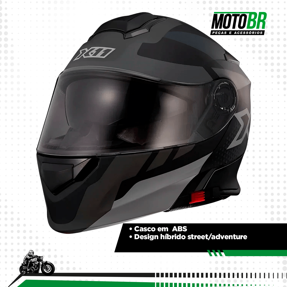 Capacete X11 Turner Prisma Preto Cinza - MotoBR