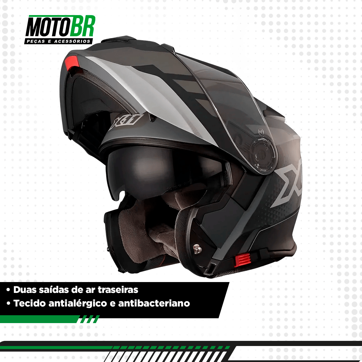 Capacete X11 Turner Prisma Preto Cinza - MotoBR