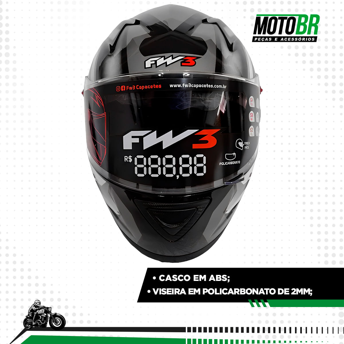 Capacete FW3 GTX Fox Grafite - MotoBR