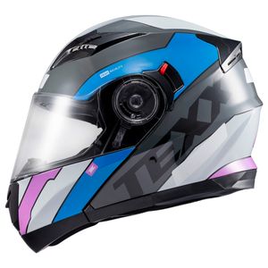 Capacete Texx Gladiator V3 Reisen Azul Rosa Branco