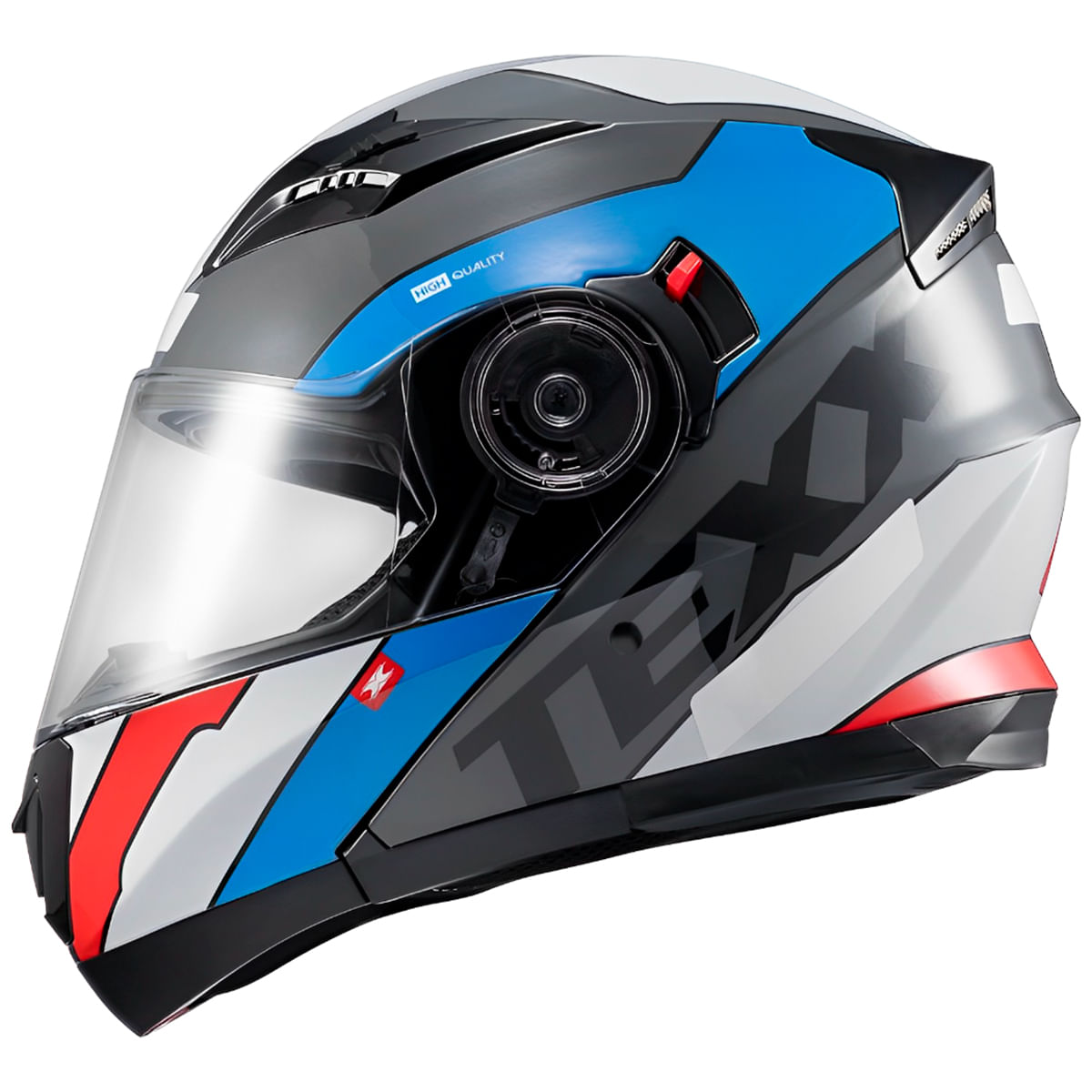 Capacete Texx Gladiator V3 Reisen Azul Vermelho Branco