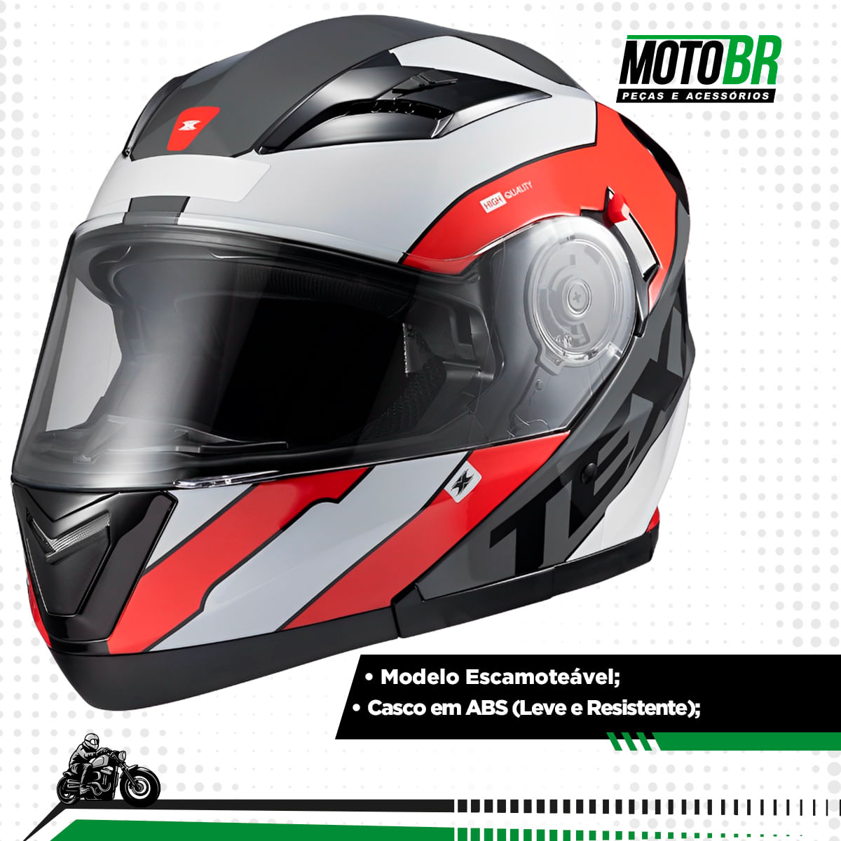 Capacete Texx Gladiator V3 Reisen Vermelho Branco - MotoBR