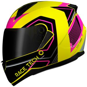 Capacete Fechado Race Tech Sector Exilio Amarelo Rosa Preto