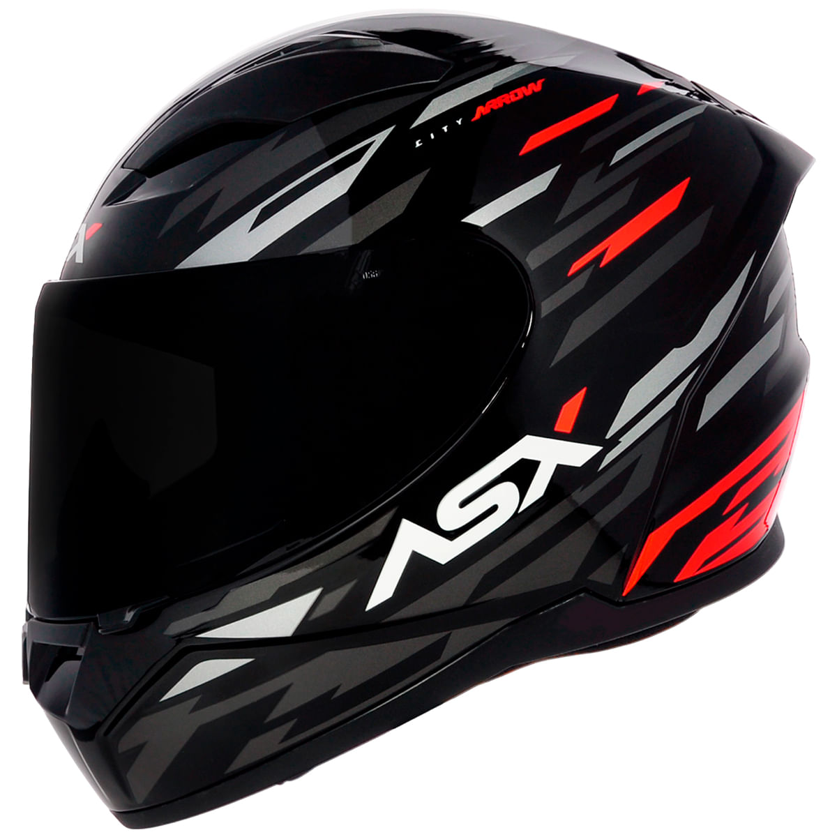 アクロアイト Capacete ASX City Arrow Preto Grafite Vermelho - MotoBR