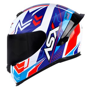 Capacete ASX Eagle Racing Diagon Branco Azul Vermelho