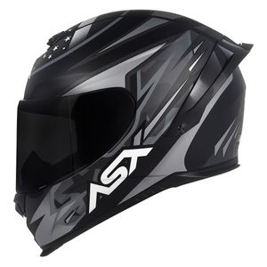 Capacete ASX Eagle Racing Patriot Preto Grafite Prata Fosco