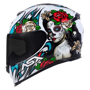 Capacete ASX Eagle Catrina Branco Azul Vermelho