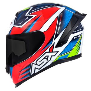 Capacete ASX Eagle Racing Attacker Branco Azul Vermelho