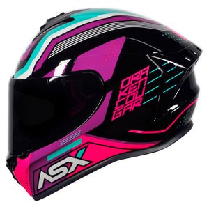 Capacete ASX Draken Cougar Preto Pink Tiffany