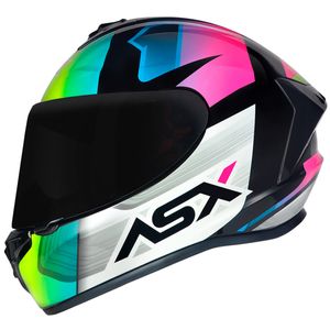 Capacete ASX Draken Striker Preto Amarelo Rosa