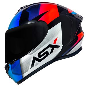 Capacete ASX Draken Striker Preto Azul Vermelho