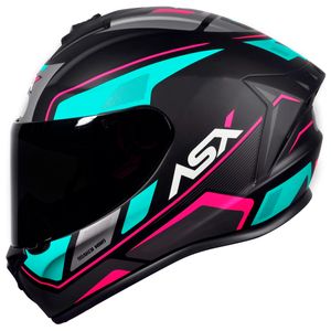 Capacete ASX Draken Wind Fosco Preto Tiffany Pink