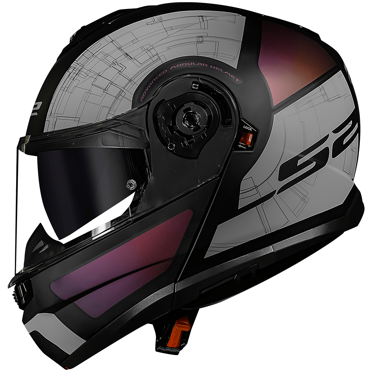 Capacete Ls2 Ff908 Strobe 2 Orion Fosco Preto Roxo Motobr