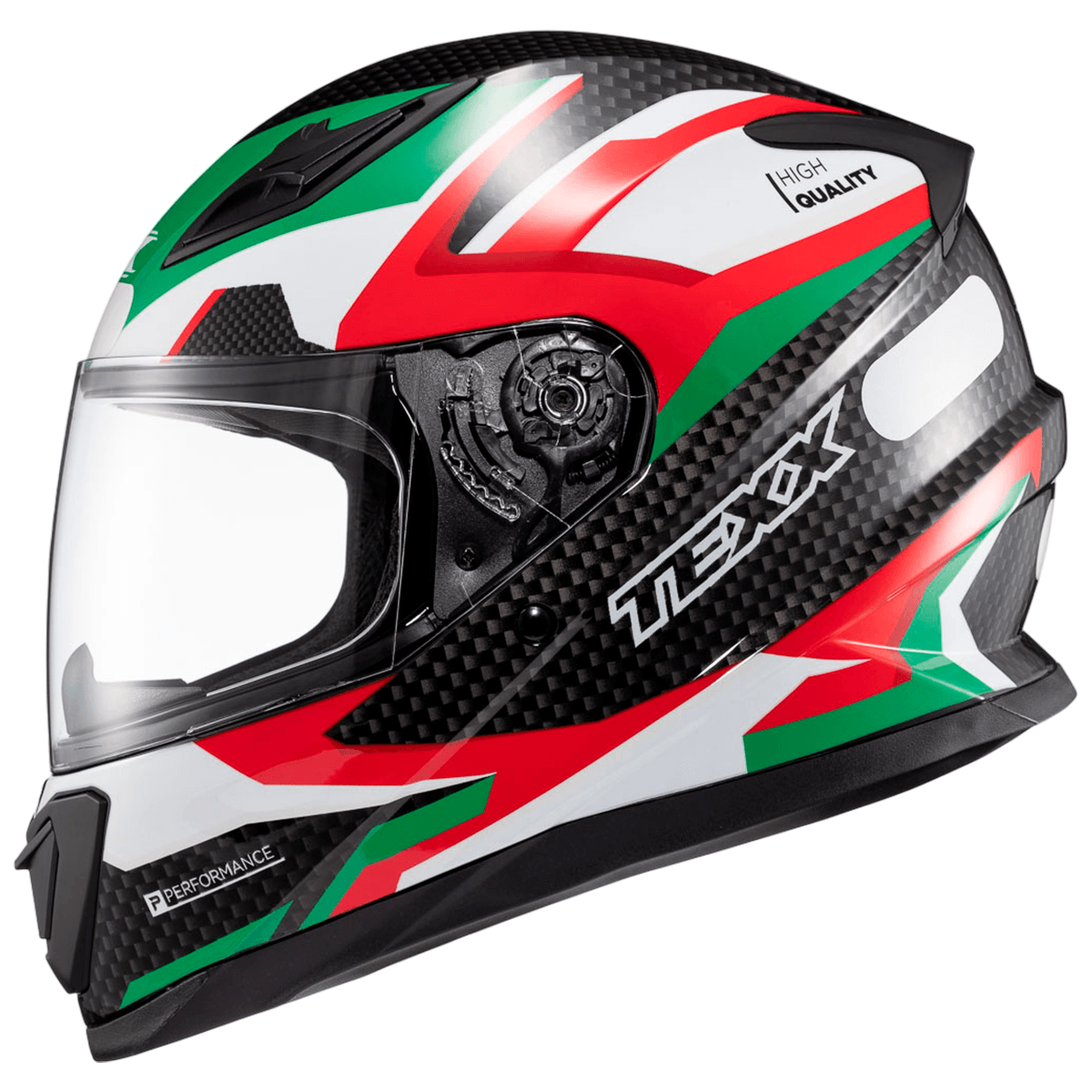 Capacete Texx Hawk Ride Verde Vermelho Branco Preto - MotoBR