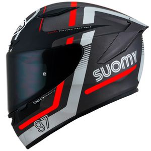 Capacete Suomy Track-1 Ninety Seven Fosco Gun Metal Vermelho