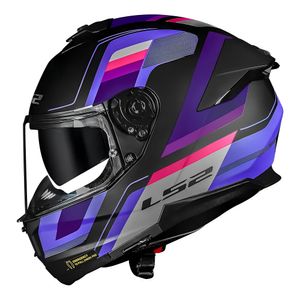 Capacete LS2 FF808 Stream 2 Vintage Fosco Preto Roxo Cinza