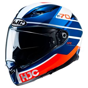 Capacete HJC F70 Tino Azul Branco Laranja