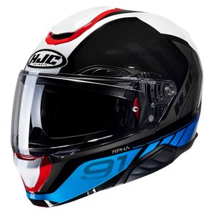 Capacete HJC RPHA 91 Rafino Preto Branco Azul Vermelho
