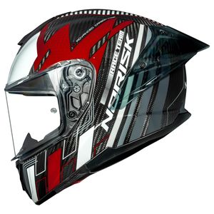 Capacete Fechado Norisk Carbon R Team Vermelho Branco