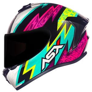 Capacete Fechado ASX Draken Thunder Preto Rosa Tiffany