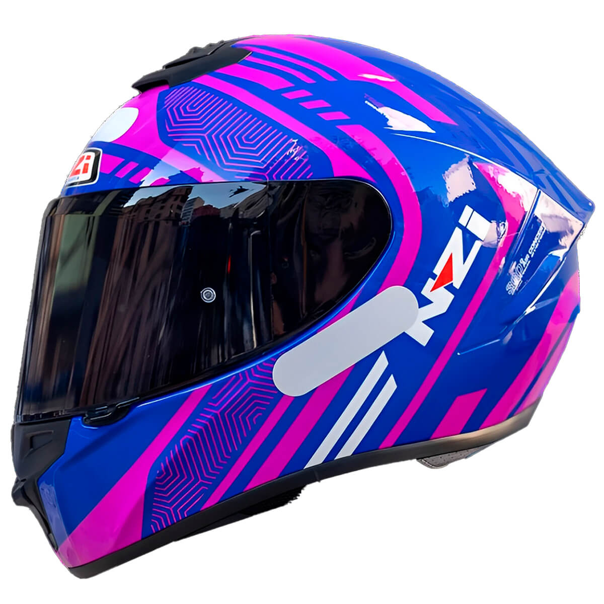 Capacete Fechado NZI Trendy Connected Azul Rosa - MotoBR