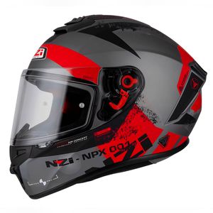 Capacete Fechado NZI Trendy Canadian Cinza Antracite Vermelho