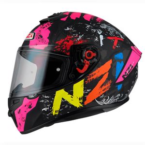 Capacete Fechado NZI Trendy It Preto Rosa