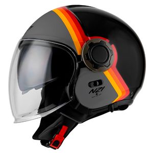 Capacete Aberto NZI Ringway Duo Skyline Preto Cinza Fosco