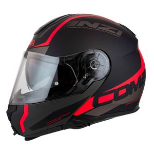 Capacete Escamoteável NZI Combi 2 Shock Preto Vermelho Fosco