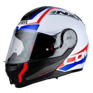 Capacete Escamoteável NZI Combi 2 Shock Branco Vermelho Azul