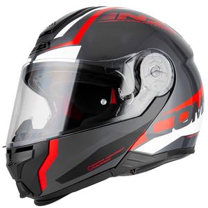 Capacete Escamoteável NZI Combi 2 Shock Cinza Vermelho