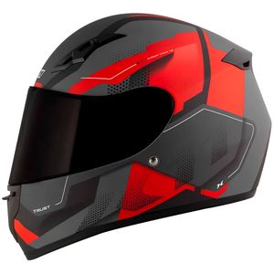 Capacete Fechado X11 Trust Pro Transit Cinza Vermelho Fosco