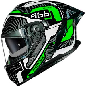Capacete Fechado Norisk Strada 2 Fusion Branco Preto Verde