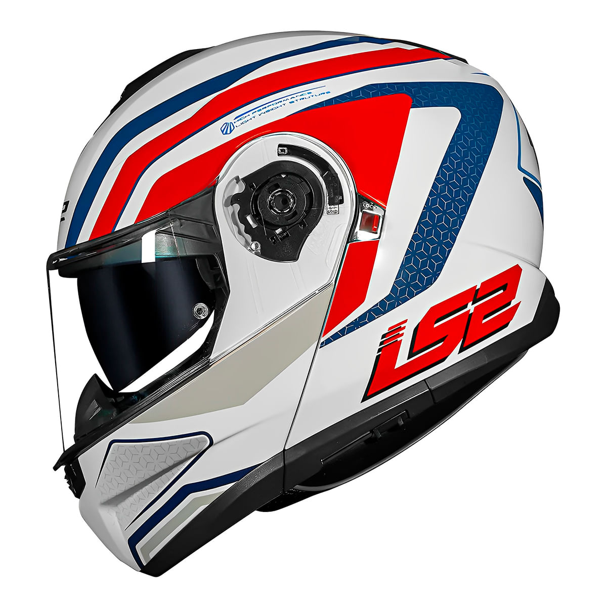 Capacete Original LS2 FF908 Strobe 2 Phantom Branco Azul Vermelho
