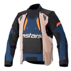 Jaqueta Alpinestars Halo Drystar Azul Marinho Khaki Laranja Fluo