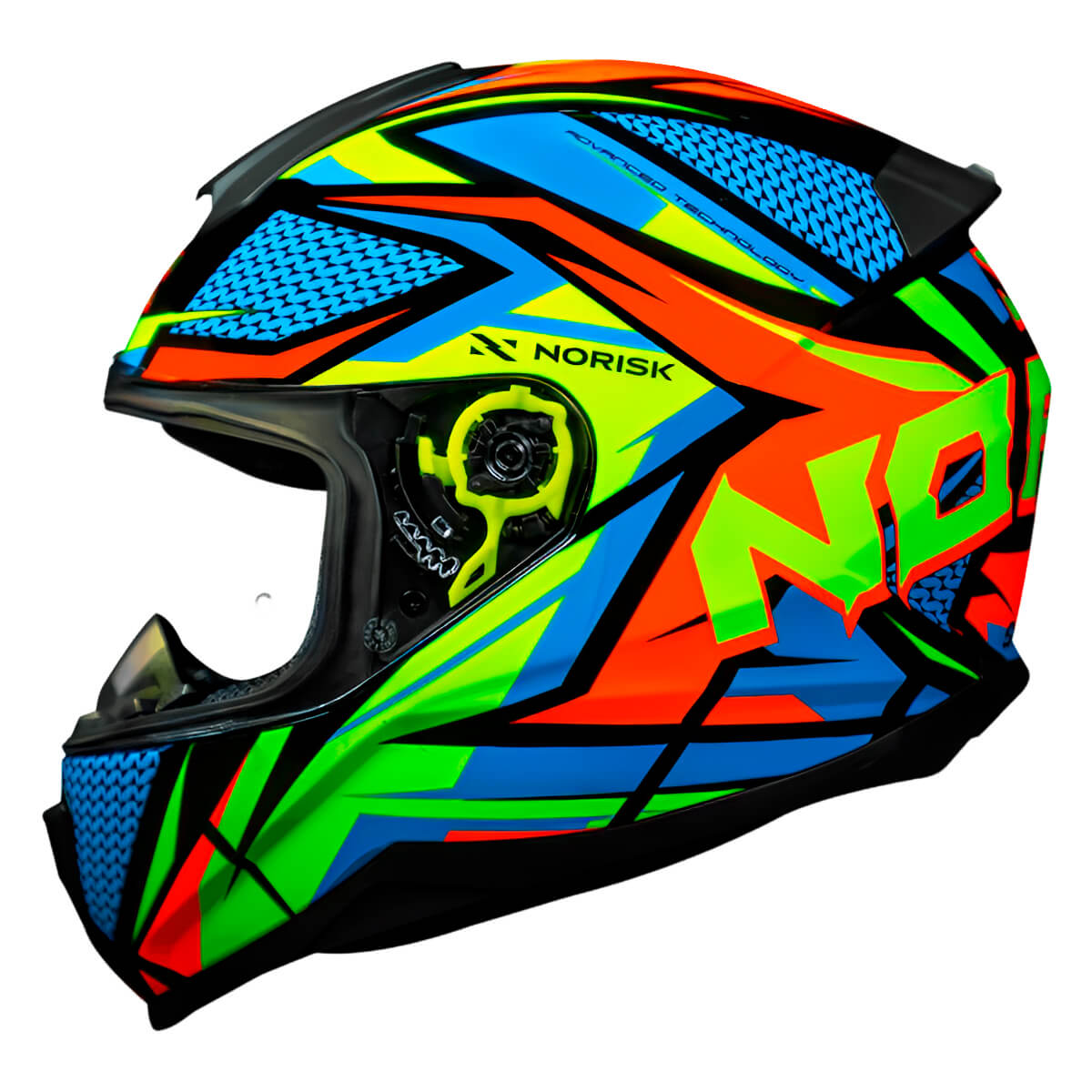 Capacete Original Norisk Razor Sharp Preto Amarelo Laranja - MotoBR