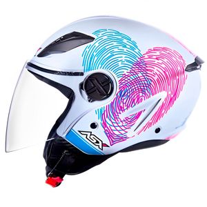 Capacete ASX City Air Passion Branco Rosa Azul