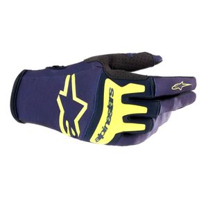 Luva Alpinestars Techstar 23 Azul Marinho Amarelo Fluo