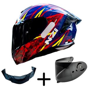 Capacete NZI Trendy 3 Stream Flag Azul Vermelho Preto