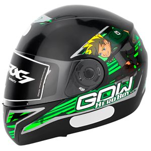 Capacete Infantil Gow Hero Boy Preto Verde