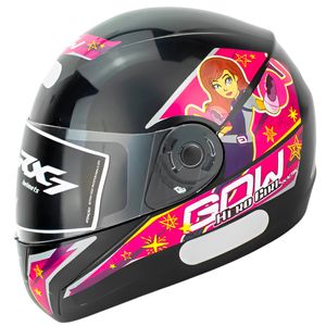 Capacete Infantil Gow Hero Girl Preto Rosa