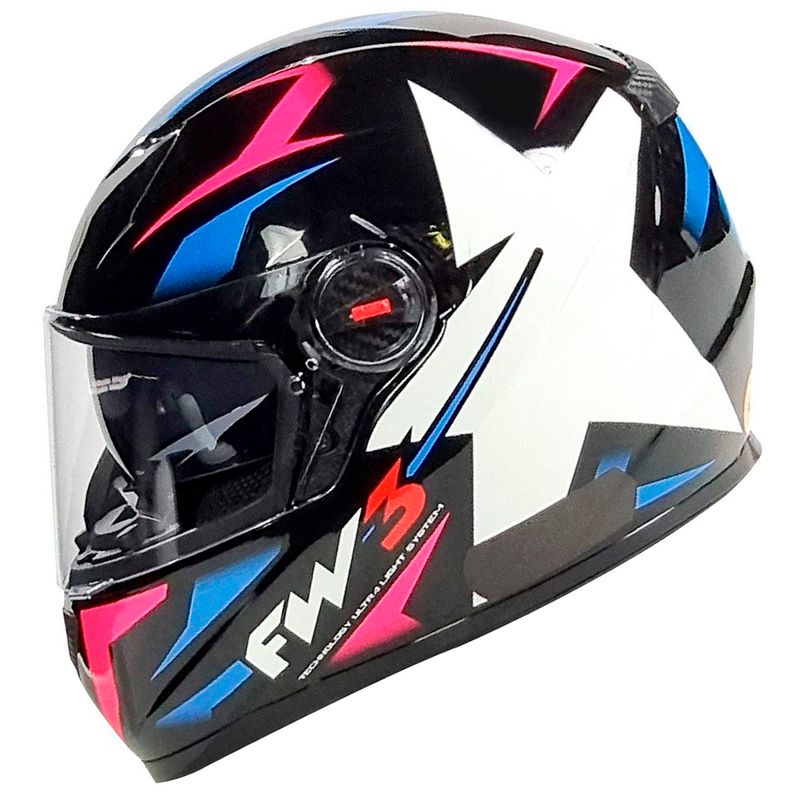 Capacete-FW3-GTX-Star-Preto-Azul-Rosa